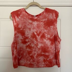 Coral Tie-Dye Sleeveless Top